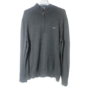 Vineyard Vines Cotton Cashmere 1/4 Zip Gray Sweater Mens Size Medium M USED